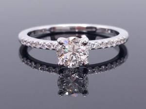 lot 11 image: .87 carat Diamond Pave Set Engagement Ring, 14k White Gold Popular Style $4475 Retail