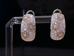 lot 12 image: Stunning 2.00ctw. 18k White Gold Omega Clip Earrings w Chocolate & White Diamonds $5900 Retail