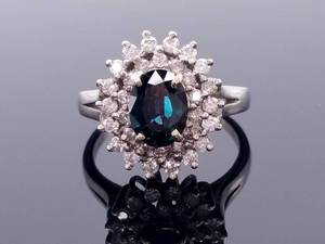 lot 20 image: Natural Sapphire and Diamond Halo Estate Ring in 14k White Gold $6575 Retail
