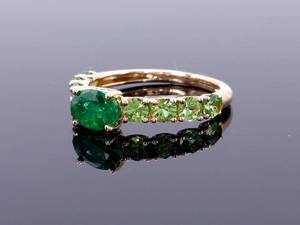 lot 22A image: Unique and Rare EFFY Designer Signed 2.05 Carat Natural Emerald and Tsavorite Ring in 14k Gold $3599 Retail