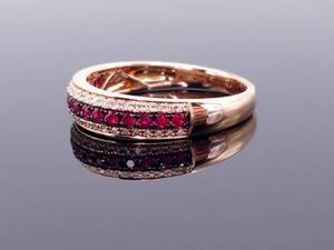 lot 29A image: EFFY Designer Signed Ruby and Diamond Ring in 14k Rose Gold $2750 Retail