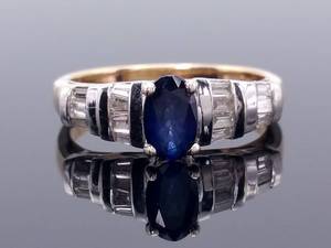 lot 39 image: Beautiful, Choice Natural Sapphire and Channel Set Diamond Estate Ring in 14k Yellow Gold $2250 Retail