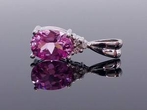 lot 74 image: Pretty in Pink Topaz and Diamond Estate Pendant in 14k White Gold