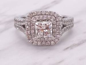 lot 8B image: Vera Wang Love Collection 2.25 Carat Diamond and Sapphire Engagement Ring with Original Box and Papers $11,000 Retail
