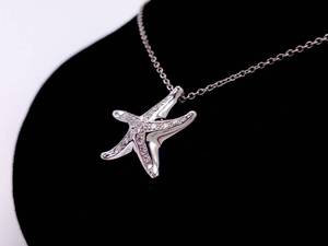 lot 16A image: Retired Tiffany & Co Diamond and Platinum Elsa Peretti Designed Starfish Estate Necklace $4000 Retail