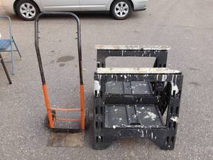 2-Saw Horses & 2-Wheel Dolly Cart