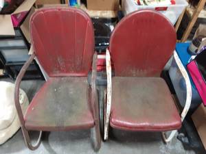 2-Vintage Steel Patio Chairs