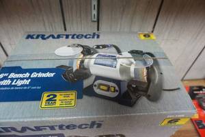 lot 193 image: Kraft Tech Model 241-1405 6 Dual Wheel Bench Grinder With Light