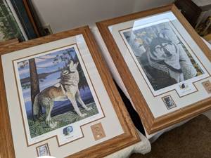 lot 147 image: Two Framed Tim Fusco Collectors Edition Wolf Art Prints