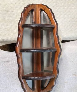 lot 75 image: Wood and Glass Hanging Corner Shelf