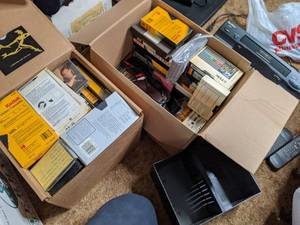 lot 74 image: VHS VCR with Tapes and Other Media