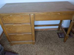lot 408 image: Simple Vintage Wood Desk