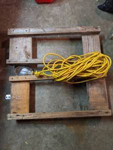 lot 257 image: (2) Wood Furniture Movers and Portable Work Light