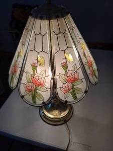lot 51 image: 3-Way Dimmer Touch Lamp with Glass Shades