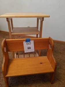 lot 60 image: Small Wooden Bench and Side Table