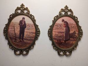 lot 180 image: Two Oval The Angelus Prints in Ornate Frames