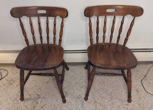 lot 188 image: Pair of Solid Wood Dining Chairs