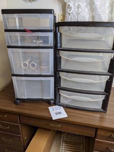 lot 159 image: Pair of Four Drawer Plastic Storage Units