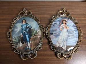 lot 162 image: Pair of Oval Prints in Decorative Metal Frames