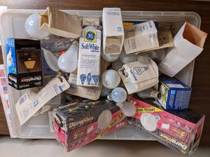 lot 163 image: Bin Full of Lightbulbs