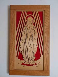 lot 212 image: (2) Framed Religious Pieces Virgin Mary and 10 Commandments