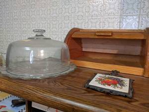 lot 289 image: Waffle Maker, Cake Stand, Bread Box, and more