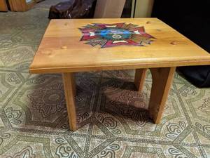 lot 297 image: Wood Footstool with VFW Emblem