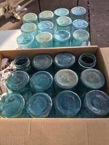 lot 365 image: Two Dozen Vintage Blue Ball Perfect Mason Jars