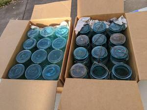 lot 368 image: Two Dozen Vintage Blue Ideal & Perfect Ball Mason Jars
