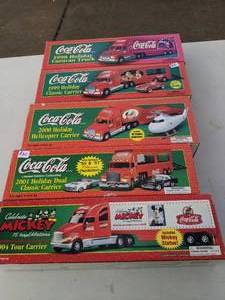 lot 382 image: (5) NIB Coca-Cola Semi Trucks & Trailers with Lights