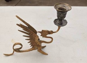 lot 396 image: Gold Tone Griffin Candleholder