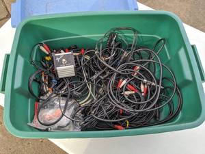 lot 272 image: Tote Full of Audio Cables & Fender Channel Select Foot Switch