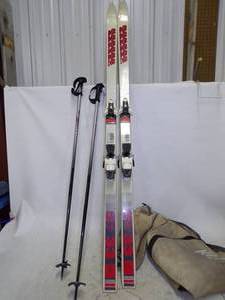 lot 105 image: Pair of Down Hill Skies with Poles and case