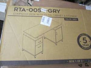 51.4 in. Rectangular Grey 2 Drawer ...