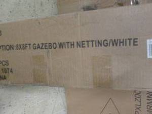 8x8 ft White Gazebo with Netting op...