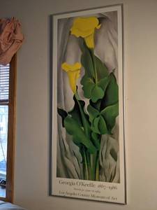 lot 74 image: Framed Georgia OKeefe Yellow Calla Lily Print