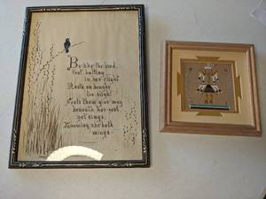 lot 35 image: Native American Sand Painting & Framed Hand Written Poem