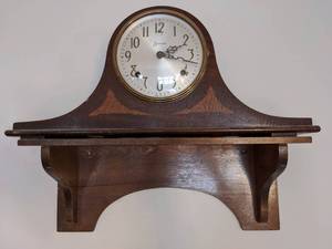 lot 36 image: Small Wood Wall Shelf and Sessions Eight-Day Mantel Clock