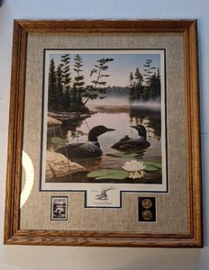 lot 52 image: Leo Stans 1990 Limited Edition Loon Print Boundary Waters
