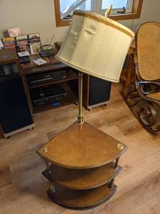 lot 65 image: Vintage Corner Table with Attached Lamp