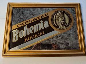 lot 67 image: Imported Bohemia Beer Mirrored Sign 21 x 15