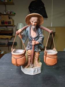 lot 113 image: Vintage Old Man Carrying Water Figurine