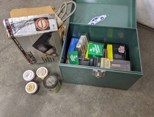 lot 254 image: Black & Decker Drill, Assorted Screws and Nails, Wood Stain, Putty, etc.