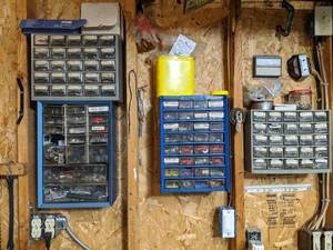 lot 180 image: (4) Storage Units Filled with Nuts, Bolts and Fasteners