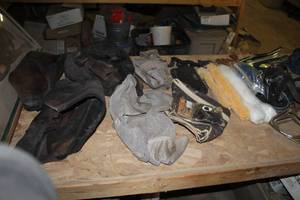 lot 58 image: Horse Tack and Gear - Spurs, Stirrups, Sweat Scraper, and more