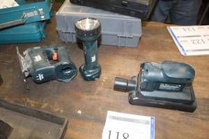 lot 118 image: Black & Decker 9.6VDC Cordless Tool Set - Jig Saw, Sander, Flashlight