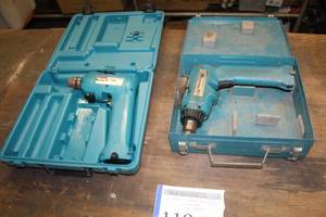 lot 119 image: Lot of (2) Makita 9.6VDC Cordless Tools - Driver Drill 6012HD with Case, Driver Drill 6093D with Case