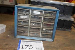 lot 175 image: Metal Parts Organizer Cabinet 15-Drawer