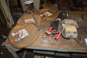 lot 191 image: BucketBoss Jumper Cable Bags (x3), Jumper Cables (x1), Century 6&12V Battery Load Tester (x1)