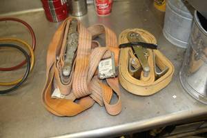 lot 221 image: Lot of (2) Heavy Duty Nylon Ratchet Tie-Down Straps